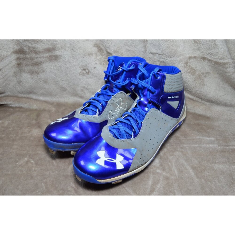Under Armour Mens  Baseball Cleets Size 10.5 Blue & Gray Spine Heater ST Sport
